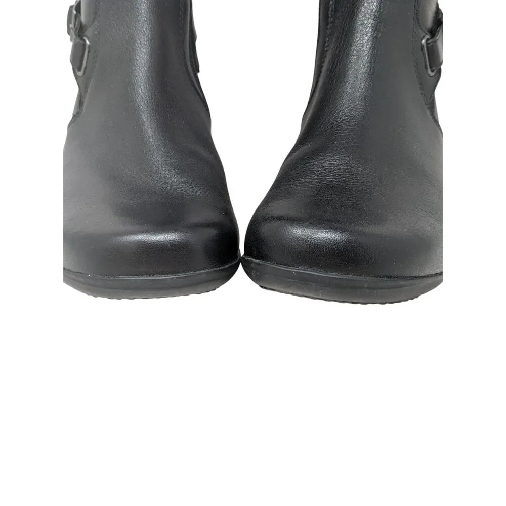 Dansko Francesca Black Milled Leather Tall Boots Womens 8